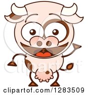 Poster, Art Print Of Cartoon Cow Smiling And Waving