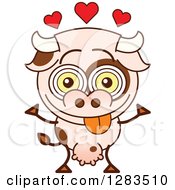 Poster, Art Print Of Cartoon Cow In Love With Hearts