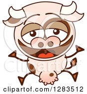 Poster, Art Print Of Cartoon Cow Laughing And Jumping