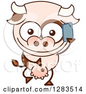 Poster, Art Print Of Cartoon Cow Talking On A Cell Phone