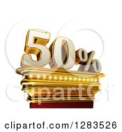 3d Fifty Percent Discount On A Gold Pedestal Over White
