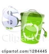 Clipart Of A 3d Recycle Bin Character Holding A Dollar Currency Symbol Royalty Free Illustration