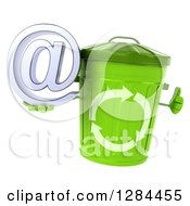 Clipart Of A 3d Recycle Bin Character Holding A Thumb Up And An Email Arobase At Symbol Royalty Free Illustration