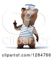 Clipart Of A 3d Brown Sailor Bear Holding Up A Finger Royalty Free Illustration