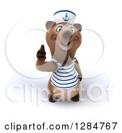 Clipart Of A 3d Brown Sailor Bear Holding Up A Thumb Royalty Free Illustration