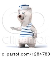 Clipart Of A 3d Polar Bear Sailor Pointing To The Left Royalty Free Illustration