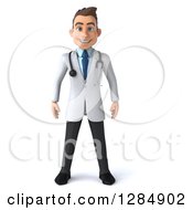 Clipart Of A 3d Young Brunette White Male Doctor Royalty Free Illustration by Julos
