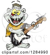Poster, Art Print Of Cartoon Happy Zombie Playing An Electric Guitar