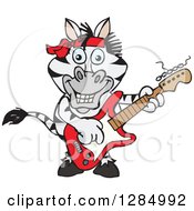Poster, Art Print Of Cartoon Happy Zebra Playing An Electric Guitar