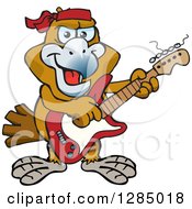 Cartoon Happy Wedge Tailed Eagle Playing An Electric Guitar