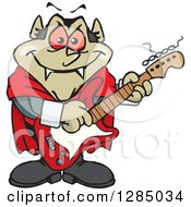 Poster, Art Print Of Cartoon Happy Dracula Vampire Playing An Electric Guitar