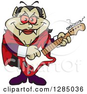 Poster, Art Print Of Cartoon Happy Vampiress Playing An Electric Guitar