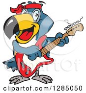 Poster, Art Print Of Cartoon Happy Toucan Playing An Electric Guitar