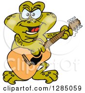 Poster, Art Print Of Cartoon Happy Toad Playing An Acoustic Guitar