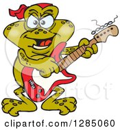 Poster, Art Print Of Cartoon Happy Toad Playing An Electric Guitar