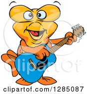 Poster, Art Print Of Cartoon Happy Goldfish Playing An Acoustic Guitar