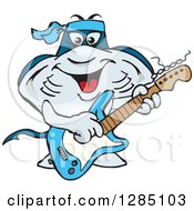 Poster, Art Print Of Cartoon Happy Sting Ray Playing An Electric Guitar