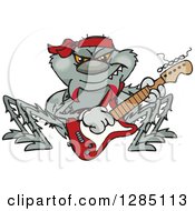Poster, Art Print Of Cartoon Happy Spider Playing An Electric Guitar