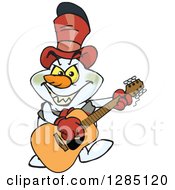 Poster, Art Print Of Cartoon Evil Snowman Playing A Wooden Acoustic Guitar