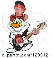 Poster, Art Print Of Cartoon Evil Snowman Playing A Black And White Electric Guitar