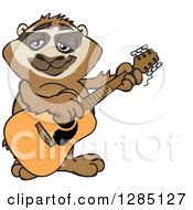Cartoon Happy Sloth Playing An Acoustic Guitar