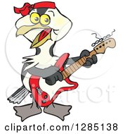 Poster, Art Print Of Cartoon Happy Shag Bird Playing An Electric Guitar