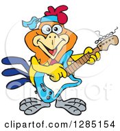 Poster, Art Print Of Cartoon Happy Rooster Playing An Electric Guitar