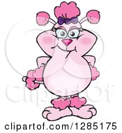 Clipart Of A Cartoon Pink Poodle Dog Royalty Free Vector Illustration by Dennis Holmes Designs