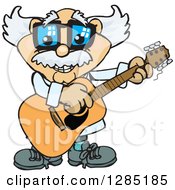 Poster, Art Print Of Cartoon Happy Scientist Playing An Acoustic Guitar