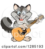 Cartoon Happy Possum Playing An Acoustic Guitar