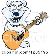 Poster, Art Print Of Cartoon Polar Bear Playing An Acoustic Guitar