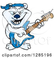 Poster, Art Print Of Cartoon Polar Bear Playing An Electric Guitar