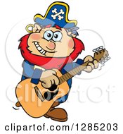 Poster, Art Print Of Cartoon Happy Pirate Man Playing An Acoustic Guitar
