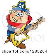 Poster, Art Print Of Cartoon Happy Pirate Man Playing An Electric Guitar