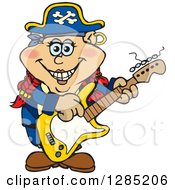 Poster, Art Print Of Cartoon Happy Pirate Woman Playing An Electric Guitar