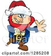 Poster, Art Print Of Friendly Waving Male Pirate Wearing A Christmas Santa Hat