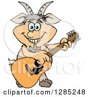 Cartoon Happy Faun Pan Playing An Acoustic Guitar
