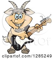 Poster, Art Print Of Cartoon Happy Faun Pan Playing An Electric Guitar