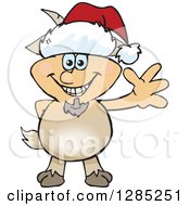 Poster, Art Print Of Friendly Waving Faun Pan Wearing A Christmas Santa Hat