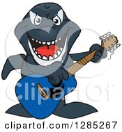 Cartoon Happy Orca Killer Whale Playing An Acoustic Guitar