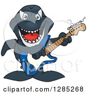 Cartoon Happy Orca Killer Whale Playing An Electric Guitar