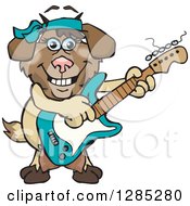 Poster, Art Print Of Cartoon Happy Nanny Goat Playing An Electric Guitar