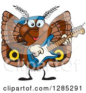 Poster, Art Print Of Cartoon Happy Moth Playing An Electric Guitar