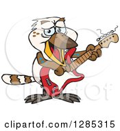 Cartoon Happy Kookaburra Playing An Electric Guitar