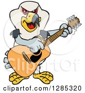 Poster, Art Print Of Cartoon Happy Kite Bird Playing An Acoustic Guitar