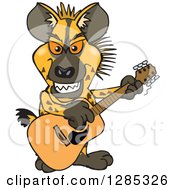 Cartoon Hyena Playing An Acoustic Guitar