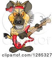 Poster, Art Print Of Cartoon Hyena Playing An Electric Guitar