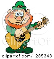 Poster, Art Print Of Cartoon Happy St Patricks Day Leprechaun Playing An Acoustic Guitar