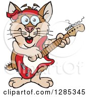 Poster, Art Print Of Cartoon Happy Hamster Playing An Electric Guitar