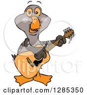 Poster, Art Print Of Cartoon Happy Goose Playing An Acoustic Guitar